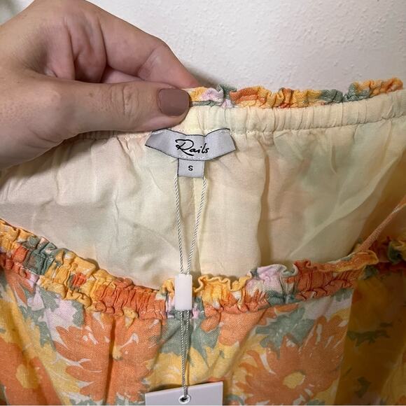 NWT Rails Caralyn Daisy Meadow Floral Yellow Tier Mini Dress Size Small - Picture 7 of 8